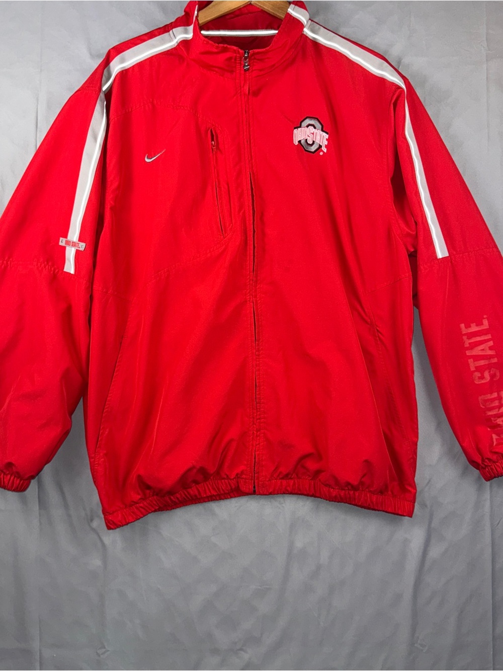 Ohio State Buckeyes Jacket Mens Large Red NCAA Football Nike Windbreaker Zip
